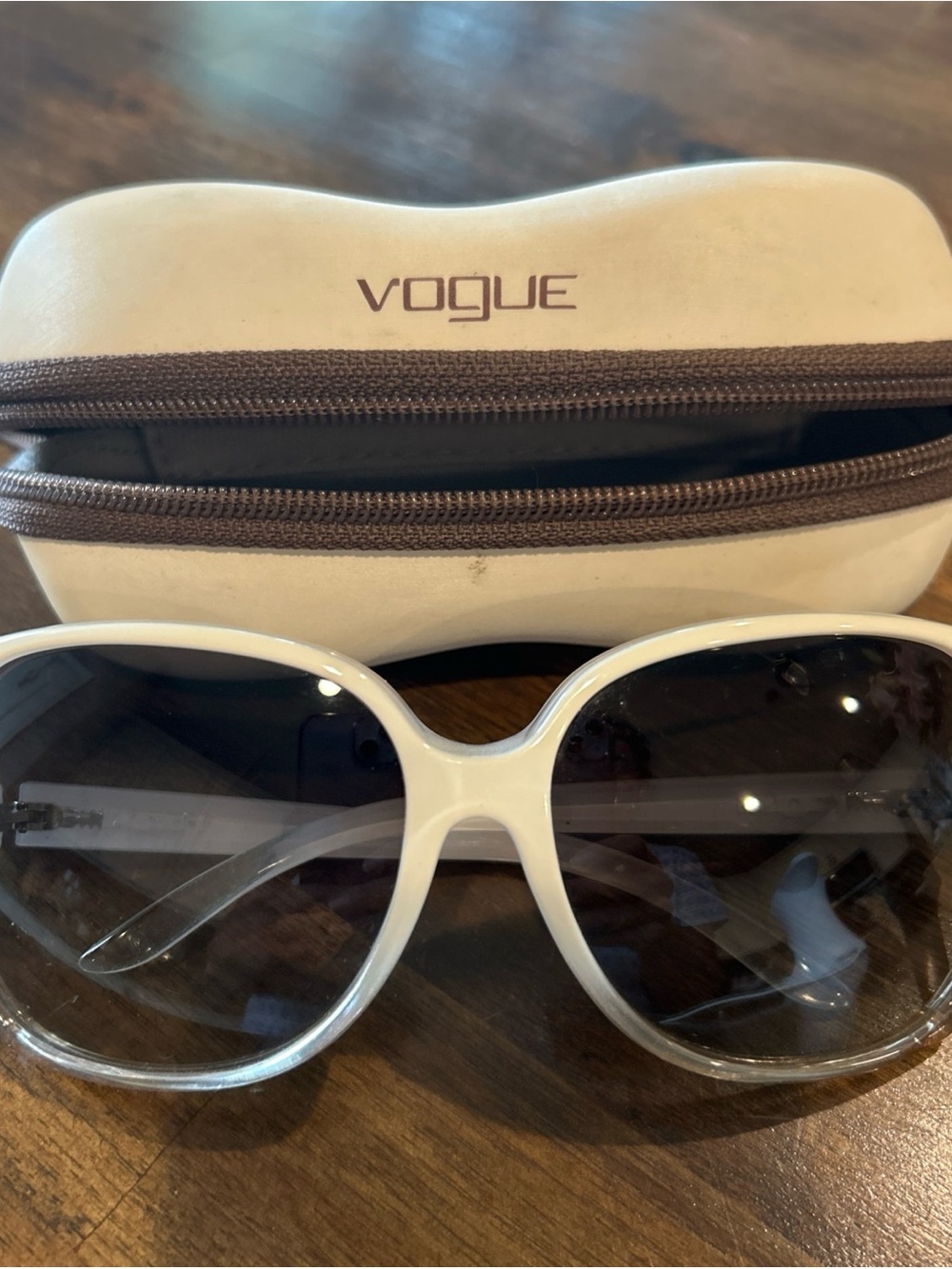 Vogue White Frame Sunglasses with Gradient Gray Lenses